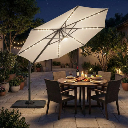 Cantilever Patio Umbrella with Solar LED Lights