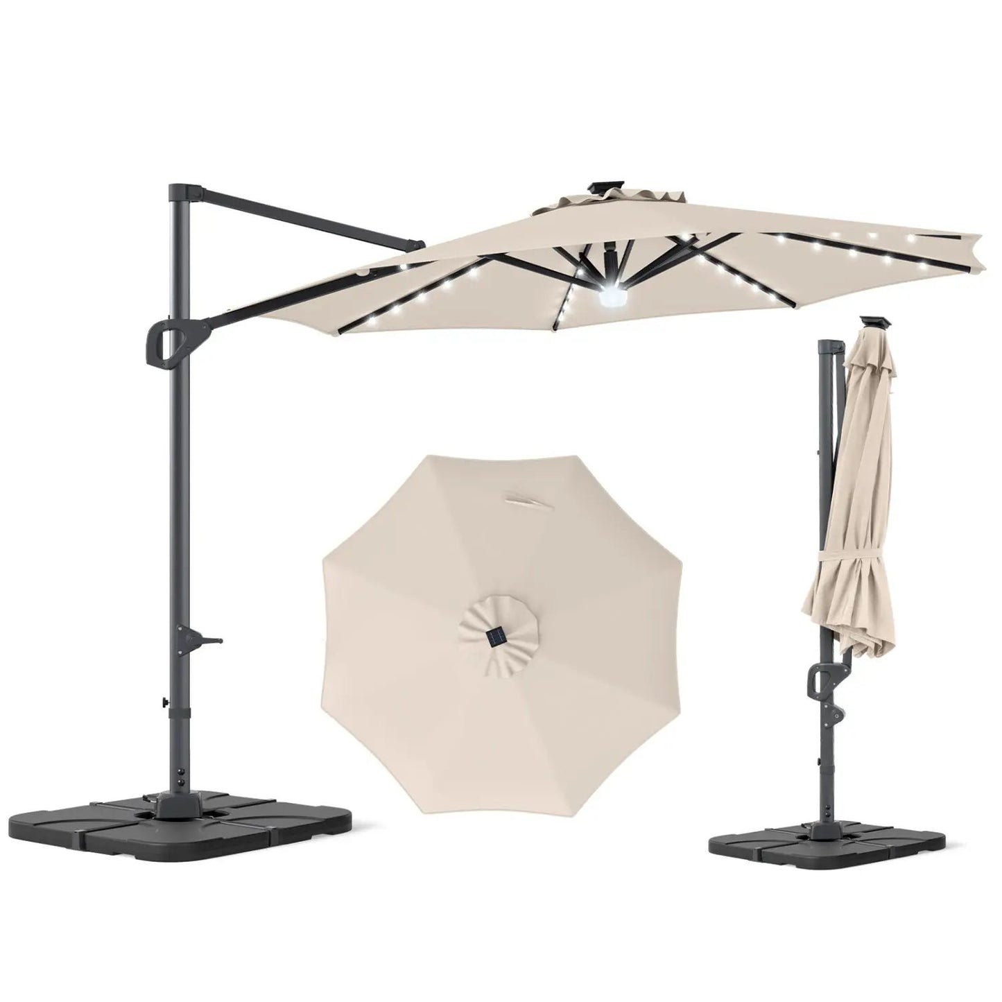 Cantilever Patio Umbrella with Solar LED Lights