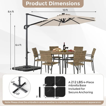 Cantilever Patio Umbrella with Solar LED Lights
