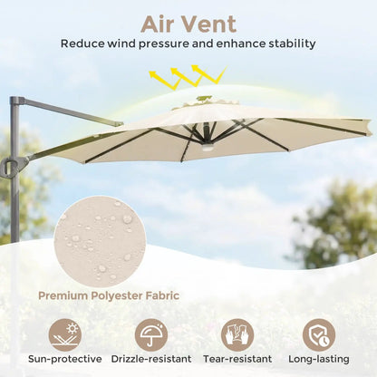 Cantilever Patio Umbrella with Solar LED Lights