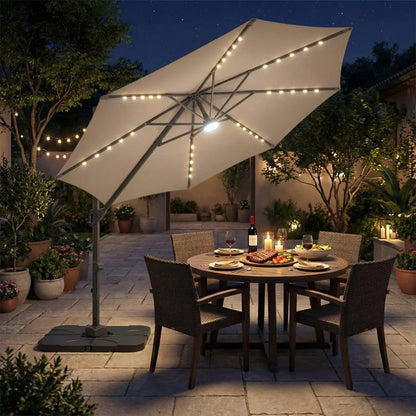 Cantilever Patio Umbrella with Solar LED Lights