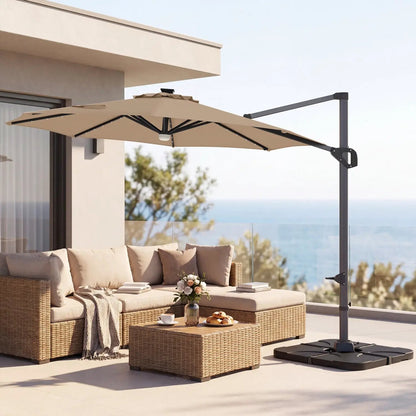 Cantilever Patio Umbrella with Solar LED Lights