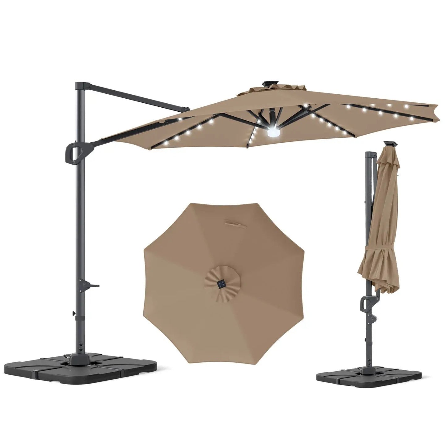 Cantilever Patio Umbrella with Solar LED Lights