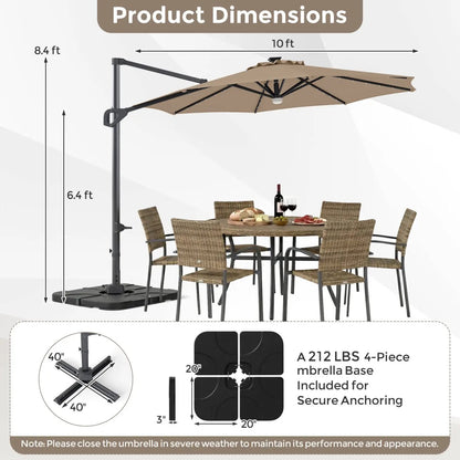Cantilever Patio Umbrella with Solar LED Lights