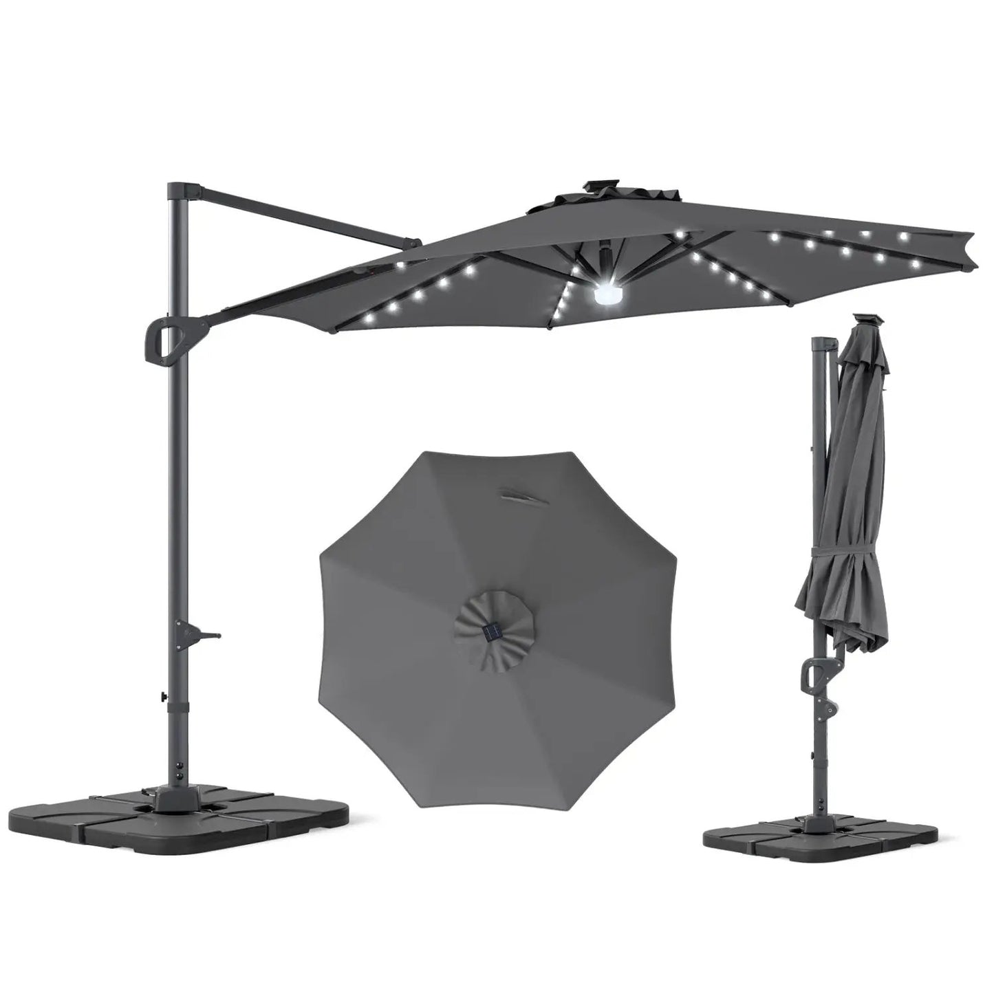Cantilever Patio Umbrella with Solar LED Lights