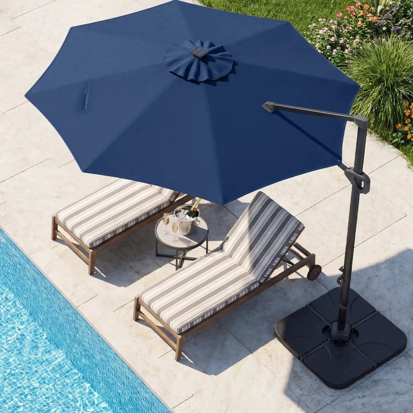 Cantilever Patio Umbrella with Solar LED Lights