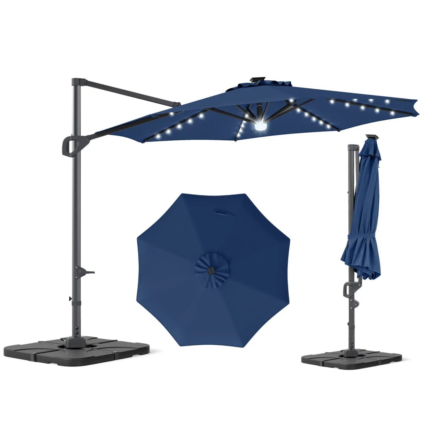 Cantilever Patio Umbrella with Solar LED Lights