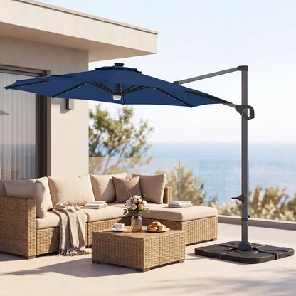 Cantilever Patio Umbrella with Solar LED Lights