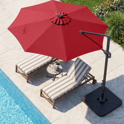 Cantilever Patio Umbrella with Solar LED Lights