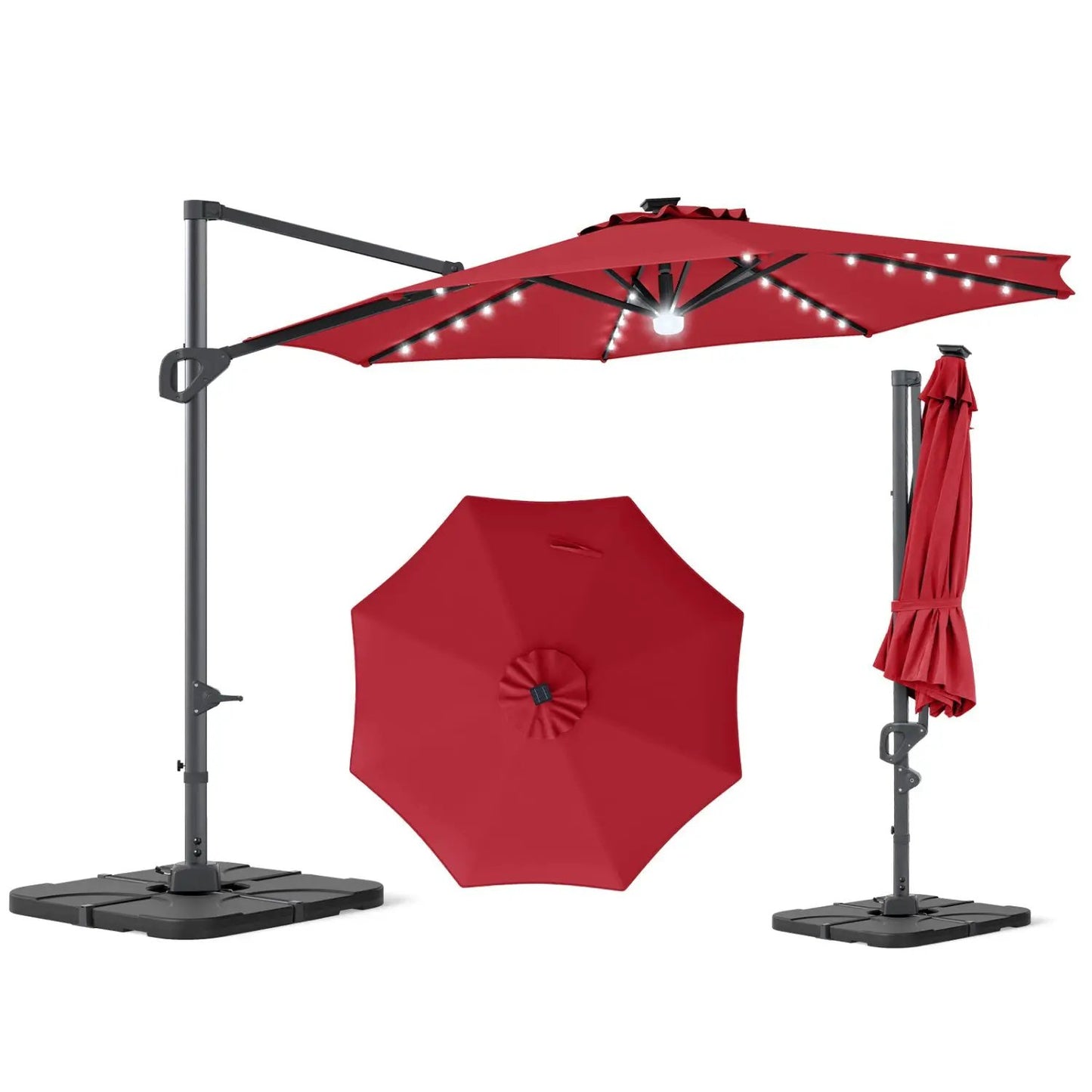Cantilever Patio Umbrella with Solar LED Lights