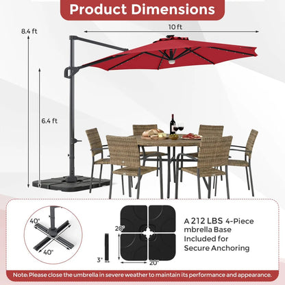 Cantilever Patio Umbrella with Solar LED Lights