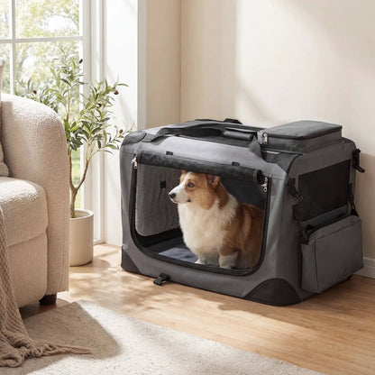 Soft Collapsible Dog Crate with Mesh Windows