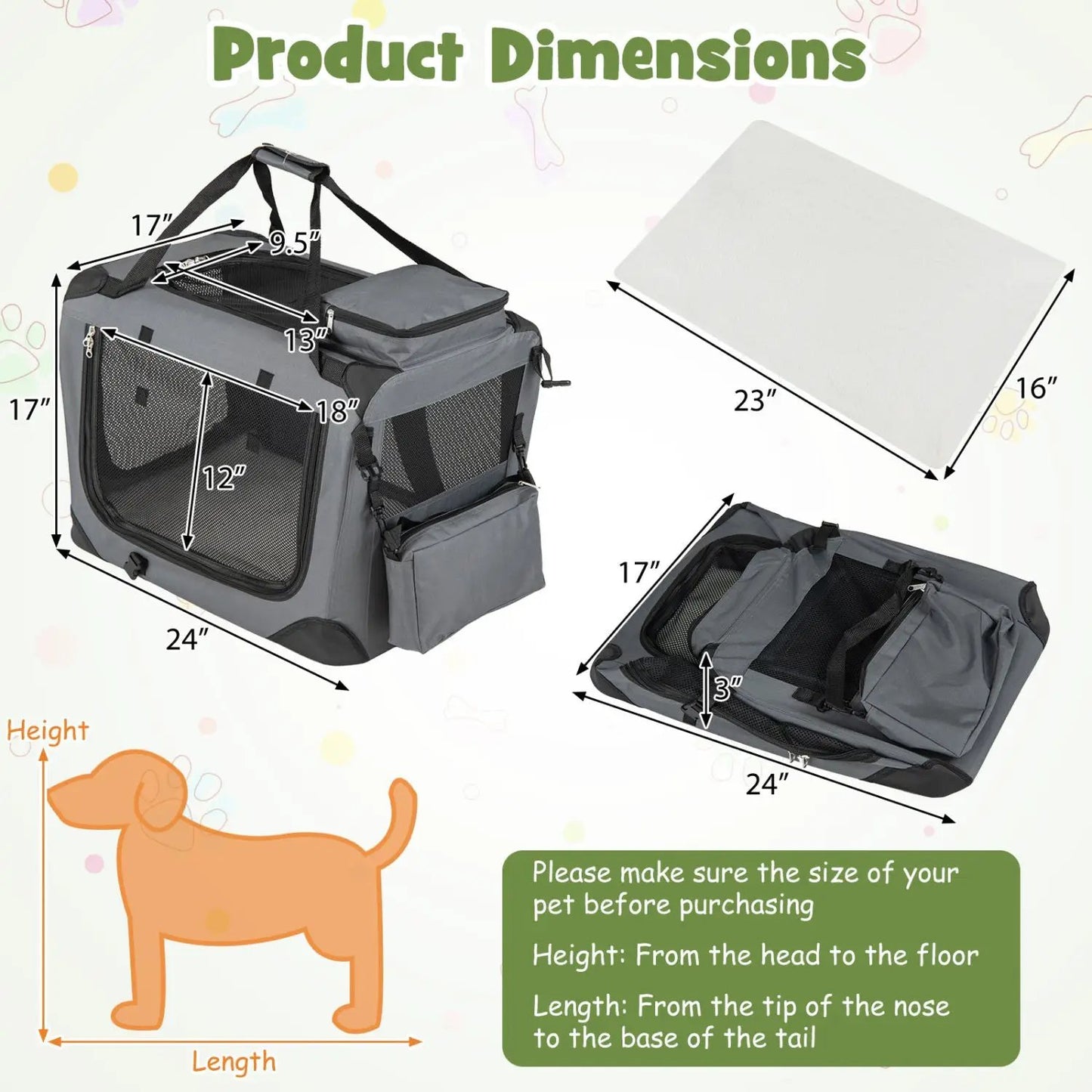 Soft Collapsible Dog Crate with Mesh Windows
