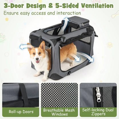 Soft Collapsible Dog Crate with Mesh Windows