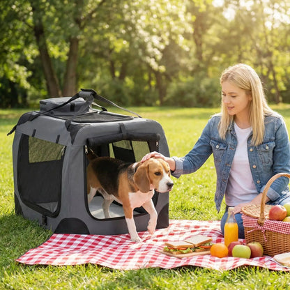 Soft Collapsible Dog Crate with Mesh Windows