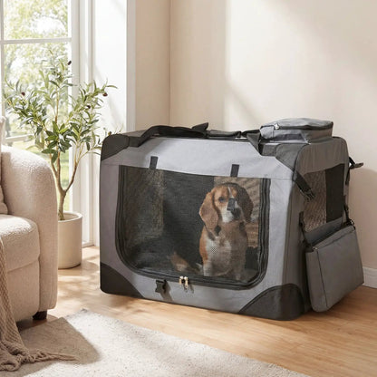 Soft Collapsible Dog Crate with Mesh Windows