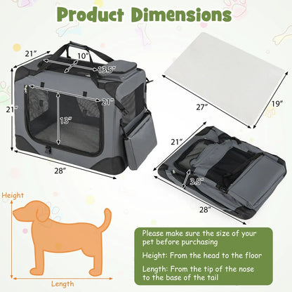 Soft Collapsible Dog Crate with Mesh Windows