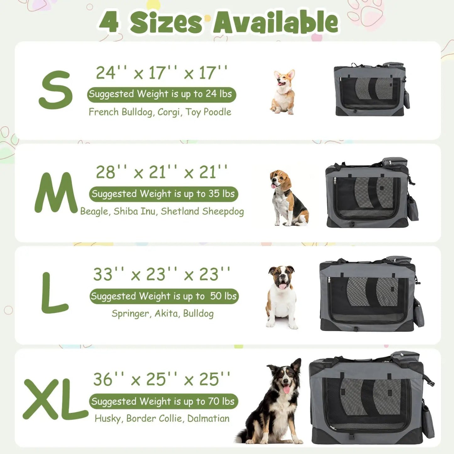 Soft Collapsible Dog Crate with Mesh Windows