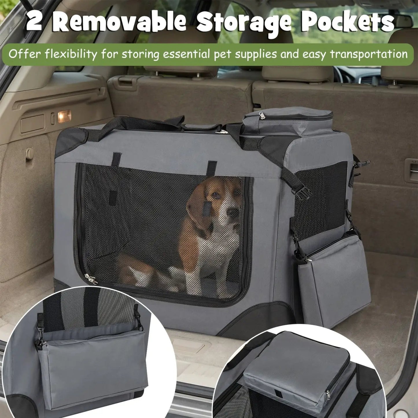 Soft Collapsible Dog Crate with Mesh Windows