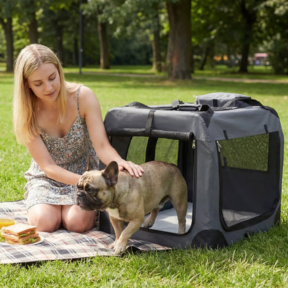 Soft Collapsible Dog Crate with Mesh Windows