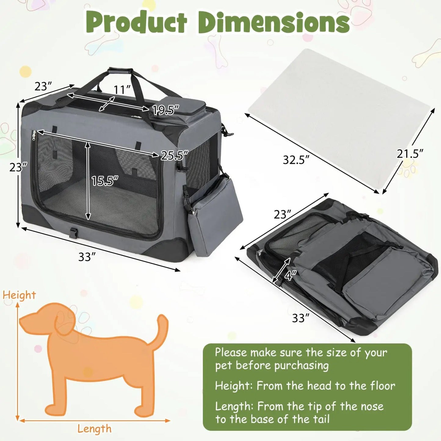 Soft Collapsible Dog Crate with Mesh Windows