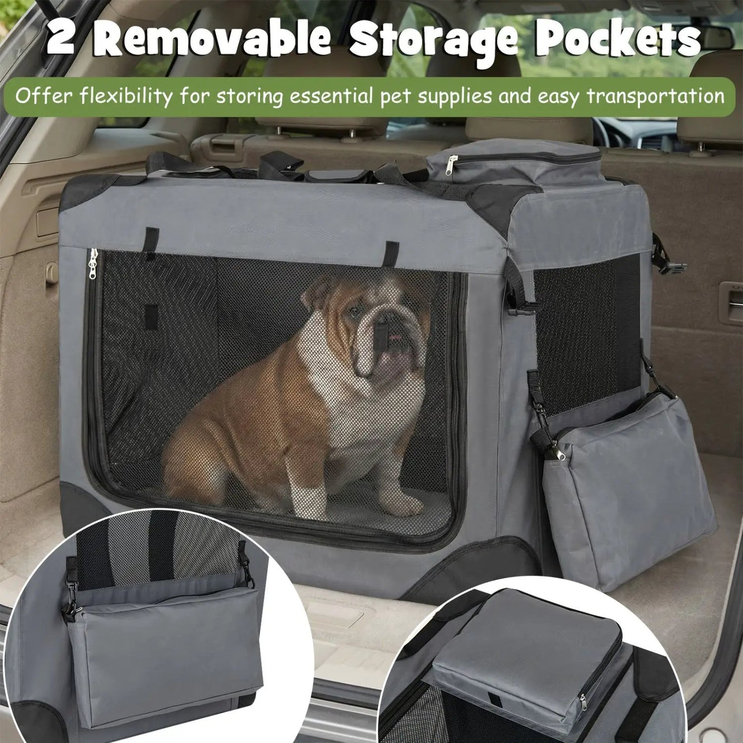 Soft Collapsible Dog Crate with Mesh Windows