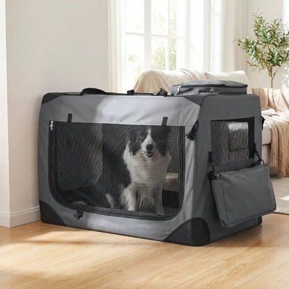 Soft Collapsible Dog Crate with Mesh Windows
