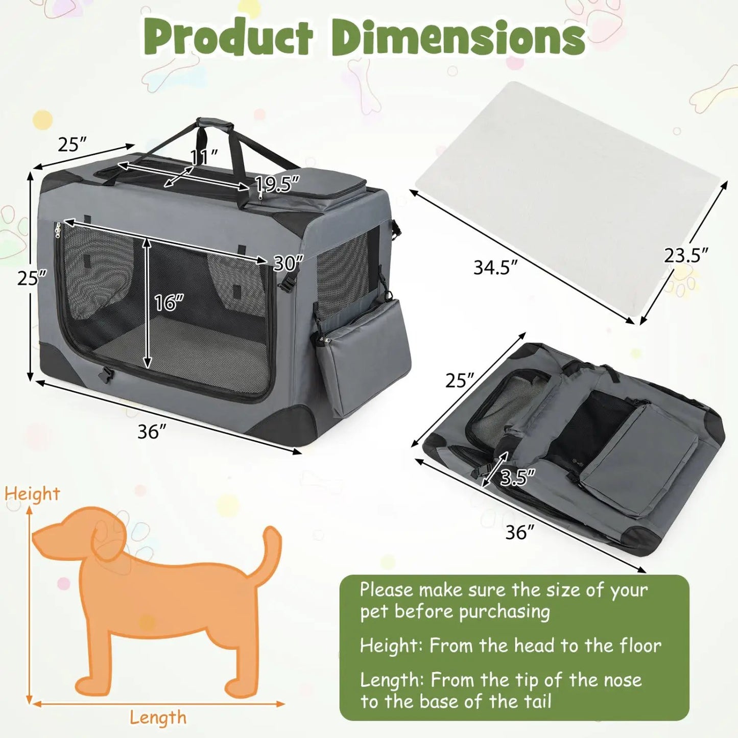 Soft Collapsible Dog Crate with Mesh Windows