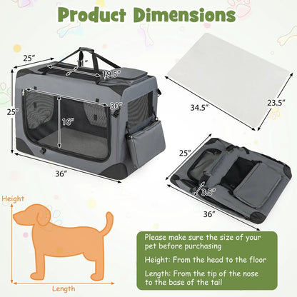 Soft Collapsible Dog Crate with Mesh Windows