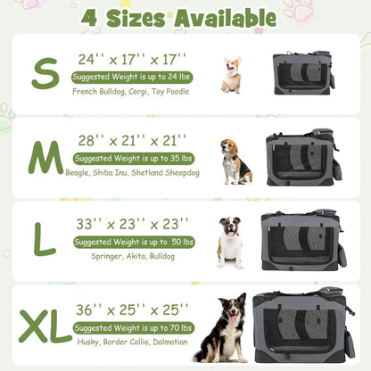 Soft Collapsible Dog Crate with Mesh Windows
