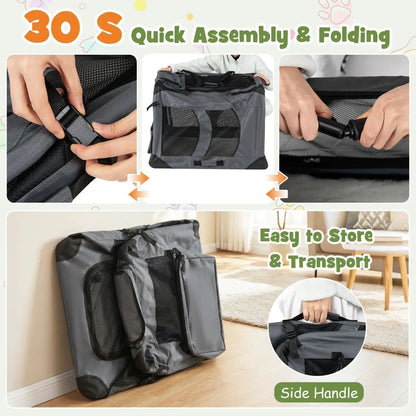 Soft Collapsible Dog Crate with Mesh Windows