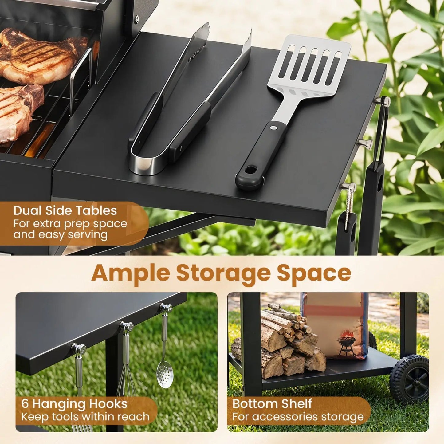 Charcoal Grill With Adjustable Chimney 284 Sq In