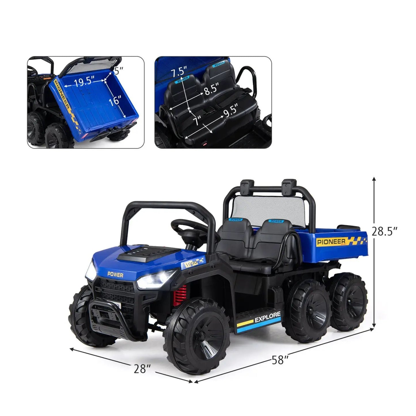 24V Kids Ride-On Dump Truck With Electric Bed