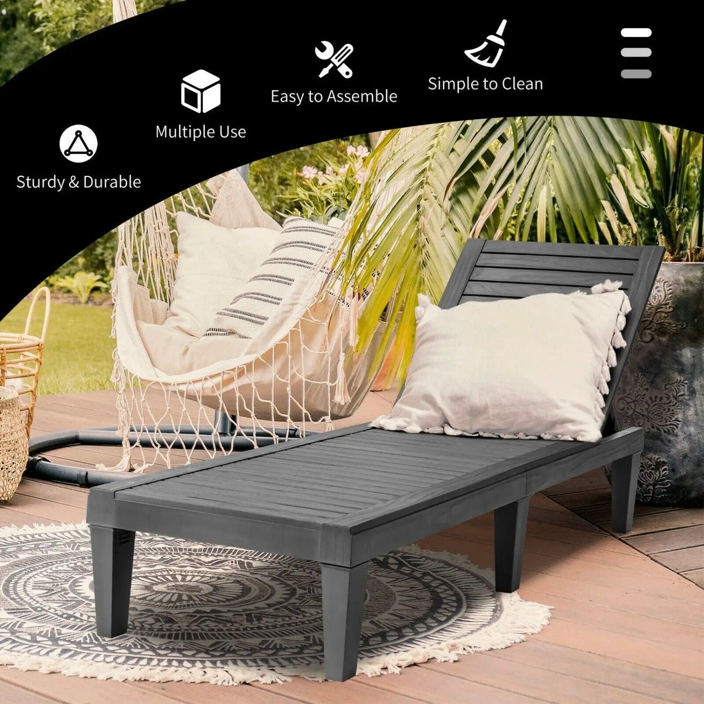 Chaise Lounge Chairs 2 Pack with 5 Position