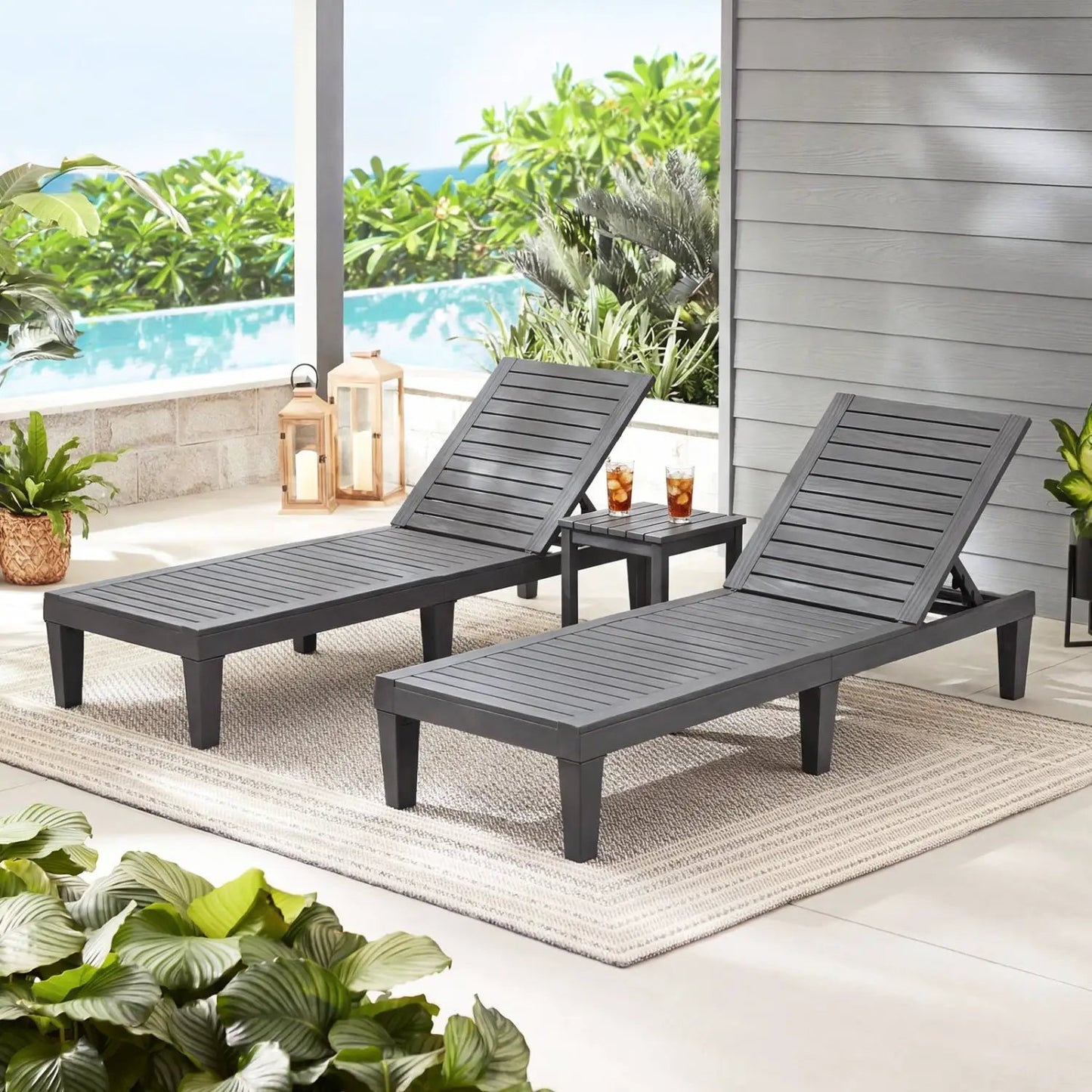 Chaise Lounge Chairs 2 Pack with 5 Position
