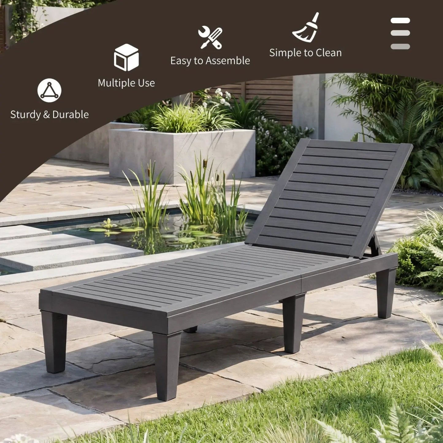 Chaise Lounge Chairs 2 Pack with 5 Position