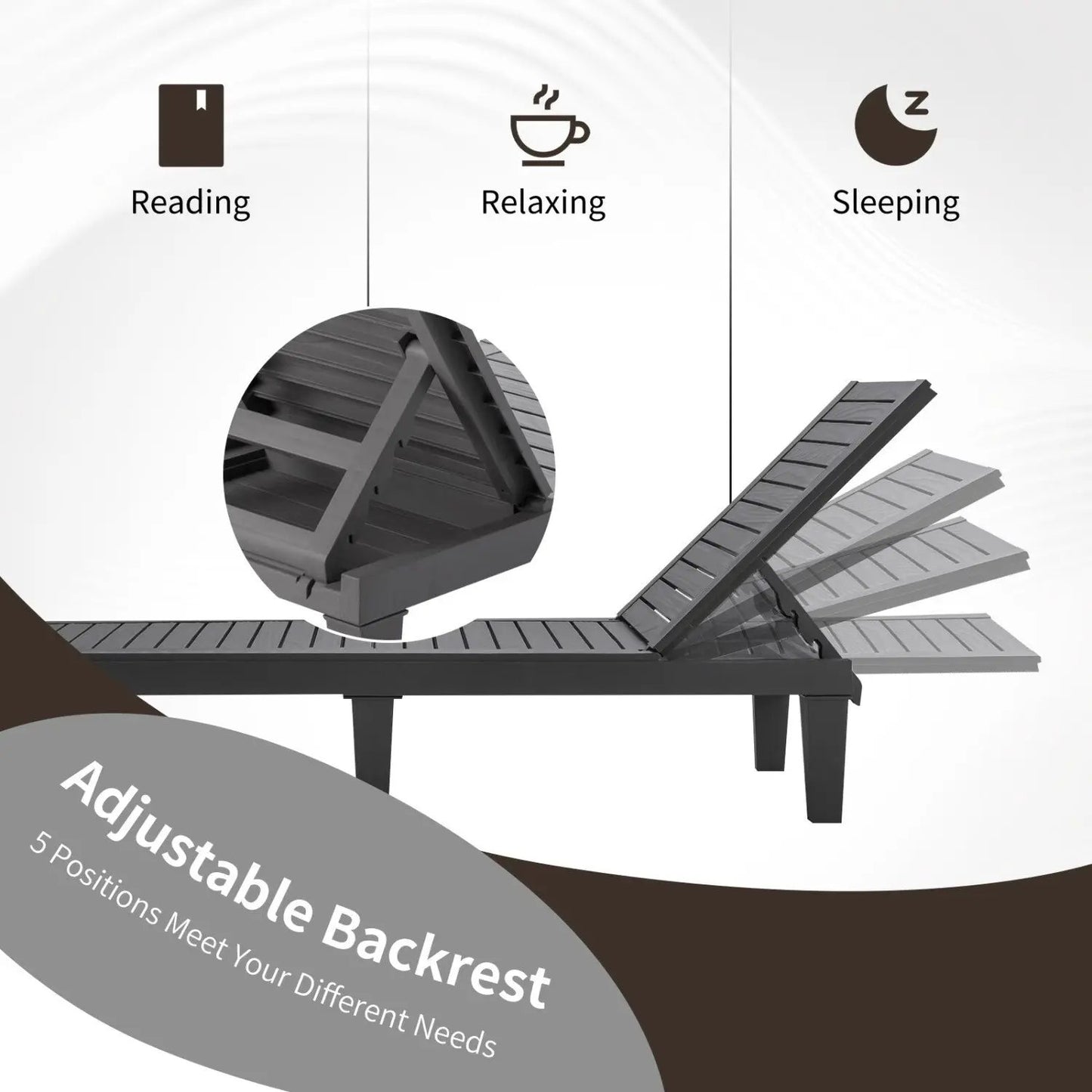 Chaise Lounge Chairs 2 Pack with 5 Position