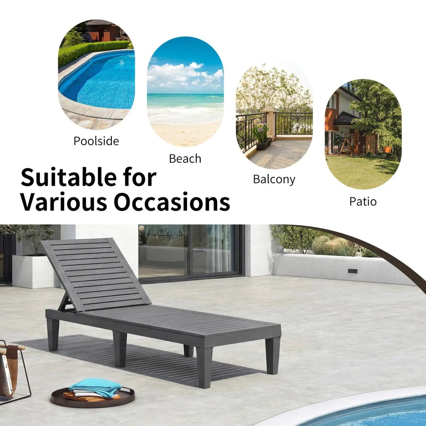 Chaise Lounge Chairs 2 Pack with 5 Position