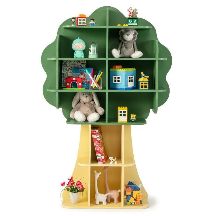 Kids Table and Chair Set with Tree Bookshelf Organizer green shelves yellow base DirectDeals on Tampa Home & Garden Store