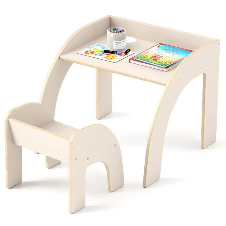 Kids Table and Chair Set with Tree Bookshelf Organizer in light wood DirectDeals on Tampa Home & Garden Store