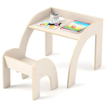 Kids Table and Chair Set with Tree Bookshelf Organizer in light wood DirectDeals on Tampa Home & Garden Store