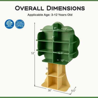 Kids Table & Chair Set with Tree Bookshelf by DirectDeals, green shelf on natural wood base on Tampa Home & Garden Store