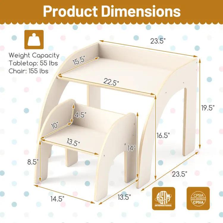 Kids Table and Chair Set with Tree Bookshelf Organizer by DirectDeals, natural wood finish on Tampa Home & Garden Store