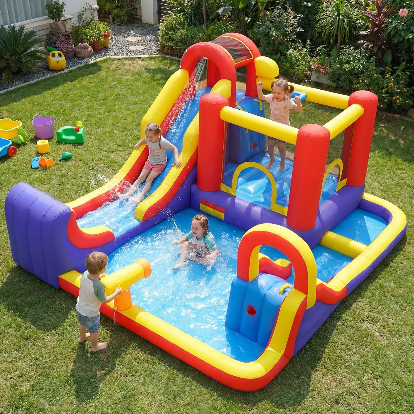 7-in-1 Inflatable Water Slide and Bounce House