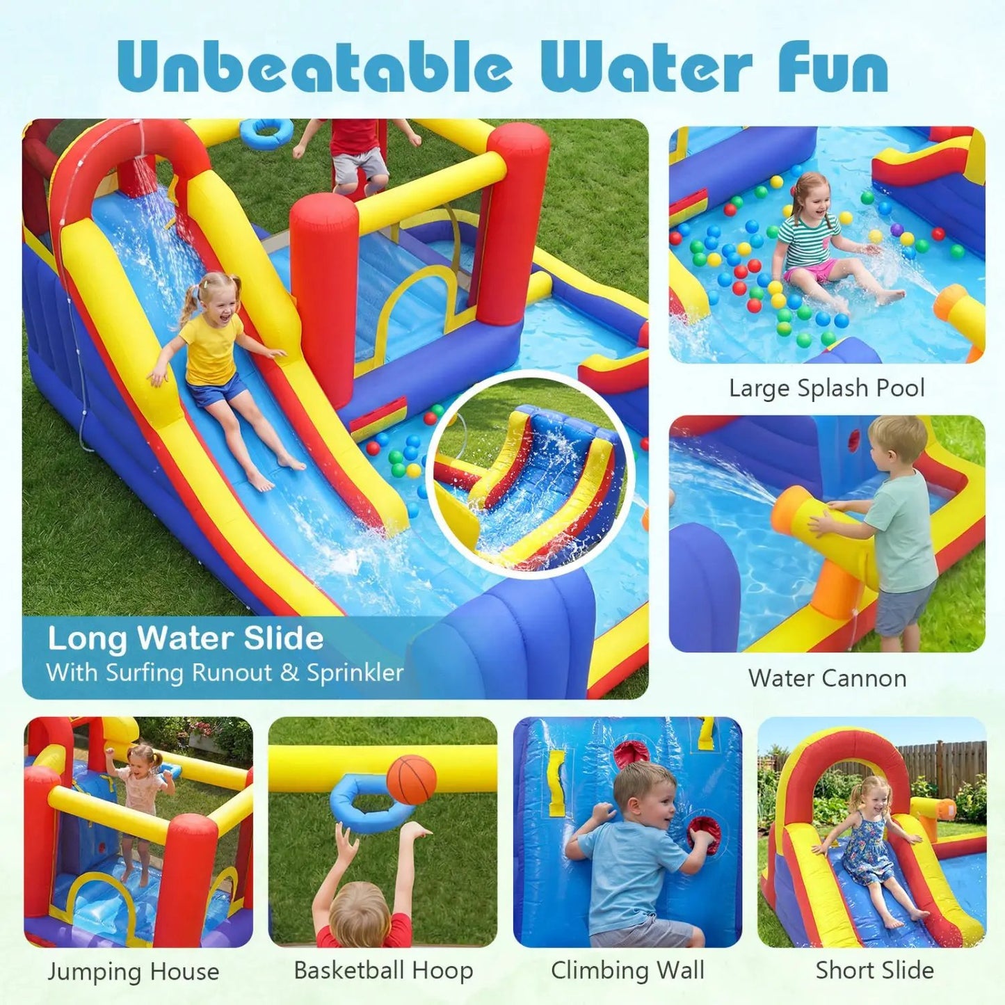 7-in-1 Inflatable Water Slide and Bounce House