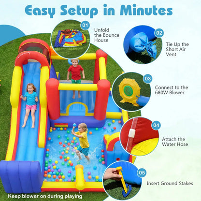 7-in-1 Inflatable Water Slide and Bounce House