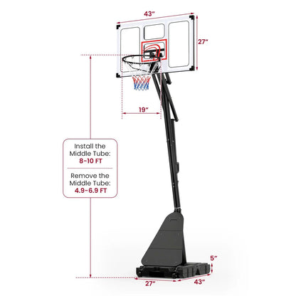 Portable Basketball Hoop Adjustable 4.9-10 Feet