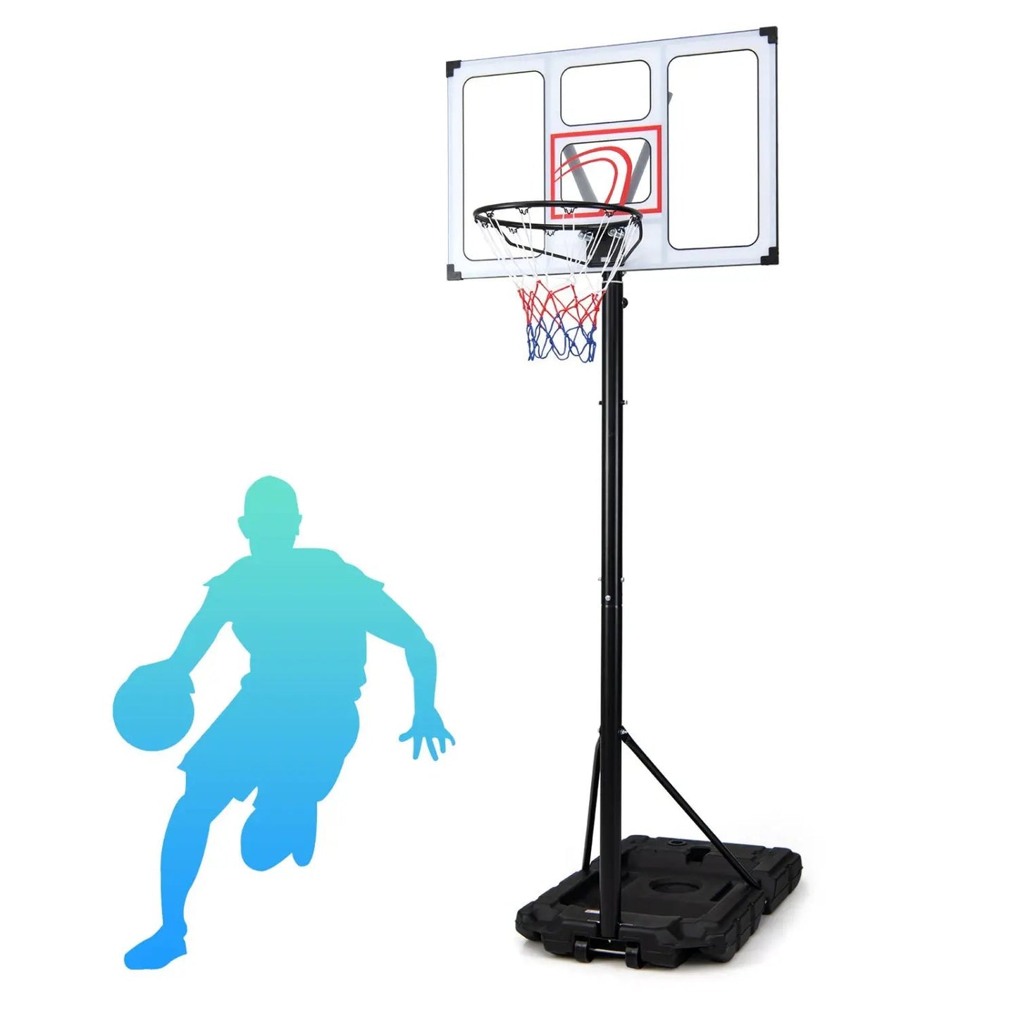 Portable Basketball Hoop Adjusts 4.1-10 Feet Base