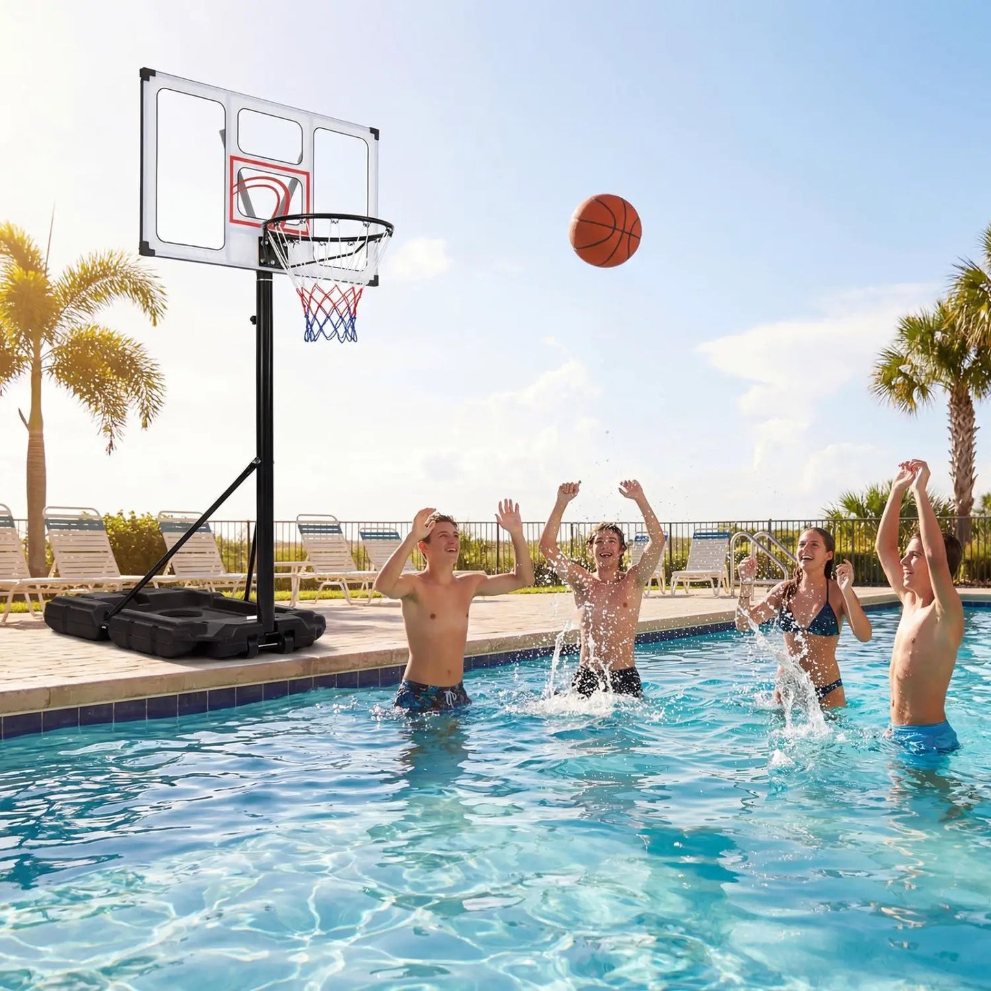 Portable Basketball Hoop Adjusts 4.1-10 Feet Base