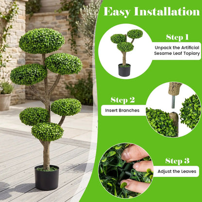 Six Ball Topiary Tree Set of 2 with Weighted Base